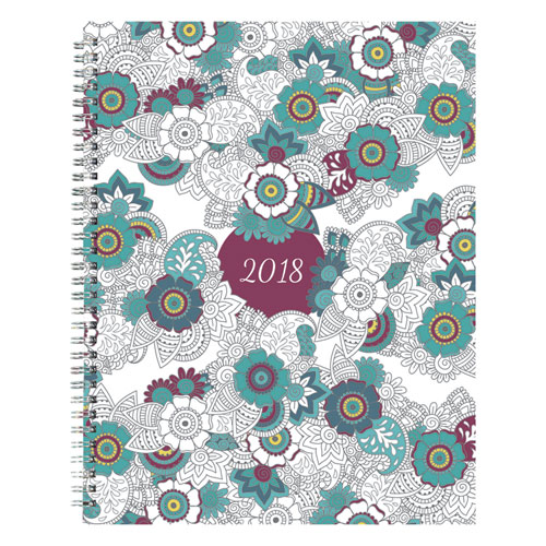 Blueline® Doodleplan Weekly/Monthly Appointment Book, 11 x 8 1/2, Botanica