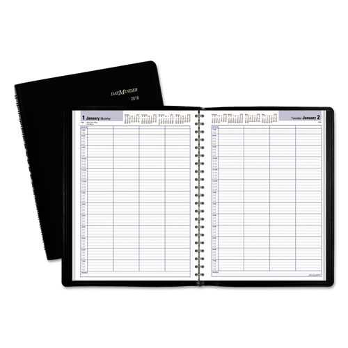 AT-A-GLANCE® DayMinder® Four-Person Group Daily Appointment Book, 7 7/8 x 11, Black, 2018