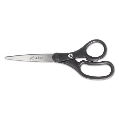 Westcott® KleenEarth Basic Plastic Handle Scissors, 8" Long, 3.1" Cut Length, Black Offset Handle