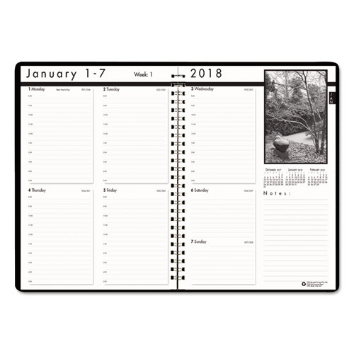 House of Doolittle™ Weekly Planner w/Black-&-White Photos, 8-1/2 x 11, Black, 2018