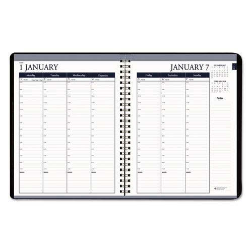 House of Doolittle™ Weekly 7 Day Appointment Book, 8 1/2 x 11, Black, 2018