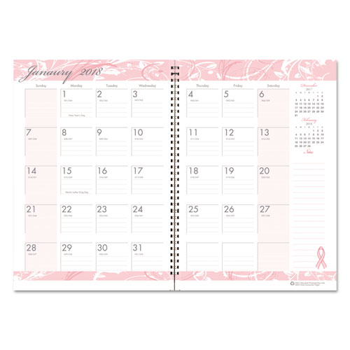 House of Doolittle™ Recycled Breast Cancer Awareness Monthly Planner/Journal, 7 x 10, Pink, 2018