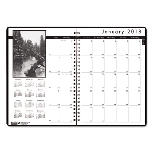 House of Doolittle™ Monthly Planner w/Black-&-White Photos, 8-1/2 x 11, Black, 2017-2018