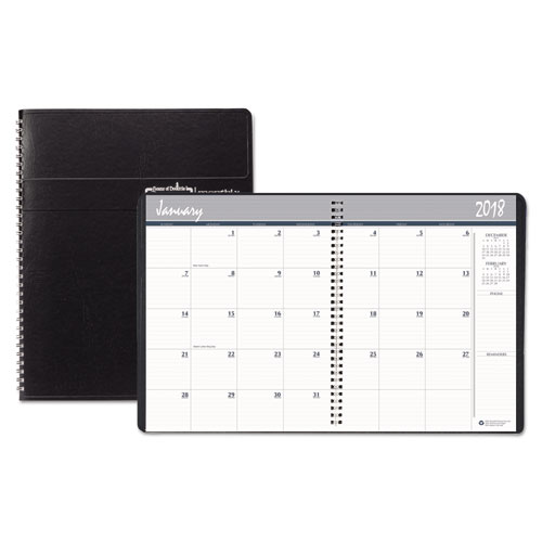 House of Doolittle™ Academic Ruled Monthly Planner, 14-Mo. July-August, 8 1/2 x 11, Black, 2017-2018