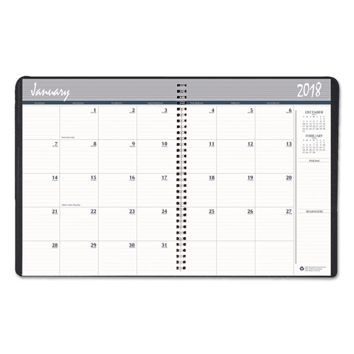 House of Doolittle™ Recycled 24-Month Ruled Monthly Planner, 8 1/2 x 11, Black, 2018-2019