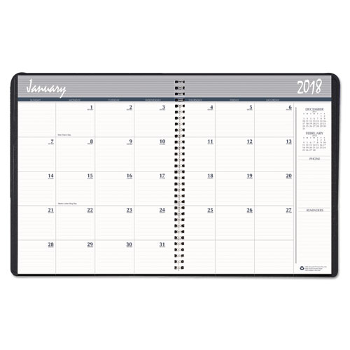 House of Doolittle™ 14 Month Ruled Monthly Planner, 6 7/8 x 8 3/4, Black, 2017-2019