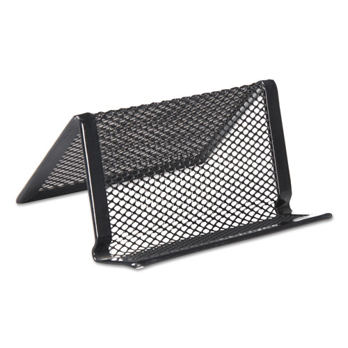 Universal® Mesh Metal Business Card Holder, Holds 50 2.25 X 4 Cards, 3.78 X 3.38 X 2.13, Black