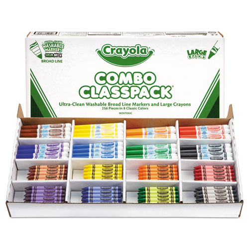 Classpack Crayons w/Markers, 8 Colors, 128 Each Crayons/Markers, 256/Box | by Plexsupply