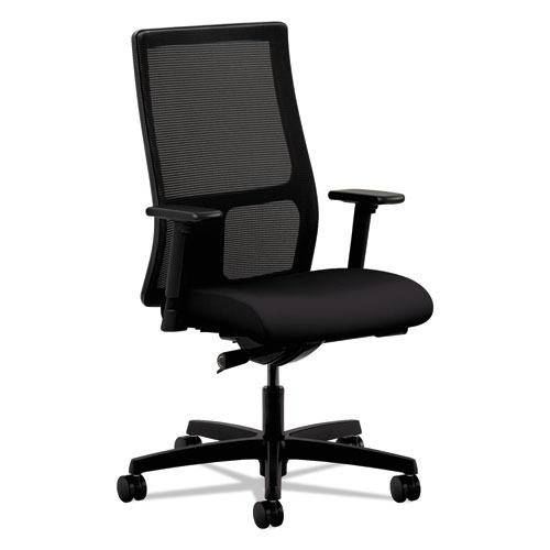 IGNITION SERIES MESH MID-BACK WORK CHAIR, SUPPORTS UP TO 300 LBS., BLACK SEAT/BLACK BACK, BLACK BASE