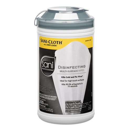 Sani Professional® Disinfecting Multi-Surface Wipes, 7.5 x 5.38, 200/Canister
