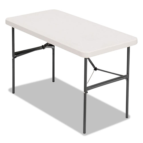 Alera® Banquet Folding Table, Rectangular, Radius Edge, 48 x 24 x 29, Platinum/Charcoal