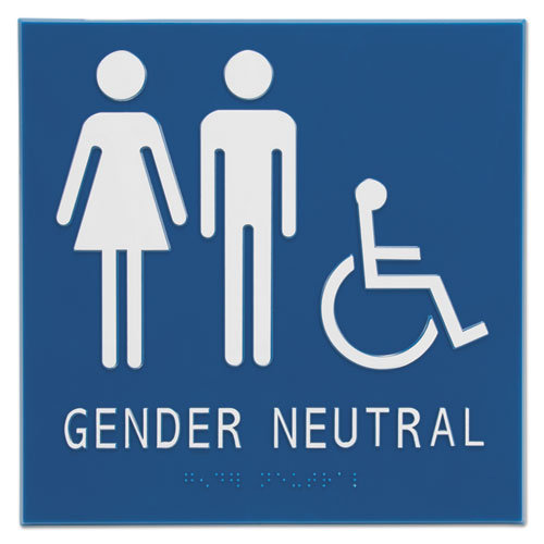 Gender Neutral ADA Signs, 8" x 8", Man, Woman and Wheelchair
