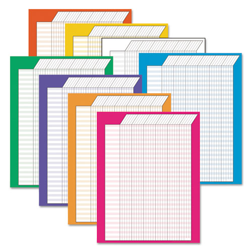 Jumbo Vertical Incentive Chart Pack, 22 x 28, Vertical Orientation,  Assorted Colors with Assorted Borders, 8/Pack - The Sheridan Commercial Co.