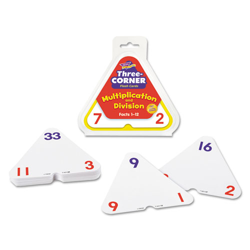 Three-Corner Flash Cards, Multiplication/Division, 5.5 x 5.5, 48/Set