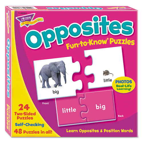 Trend® Fun To Know Puzzles, Opposites, Ages 3 And Up, 24 Puzzles