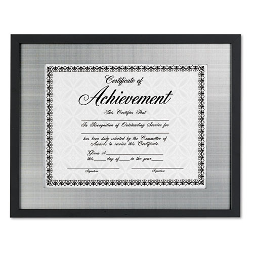 Image of Contemporary Wood Frame, Silver Metal Mat, 11 x 14, 8.5 x 11, Black