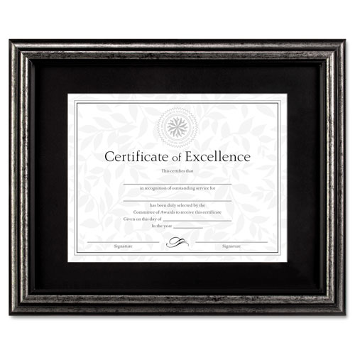 Document Frame, Desk/Wall, Wood, 11 x 14 Matted to 8.5 x 11, Antique Charcoal Brushed Finish