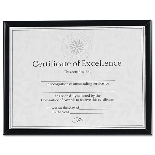 Image of Value U-Channel Document Frame with Certificate, 8.5 x 11, Black