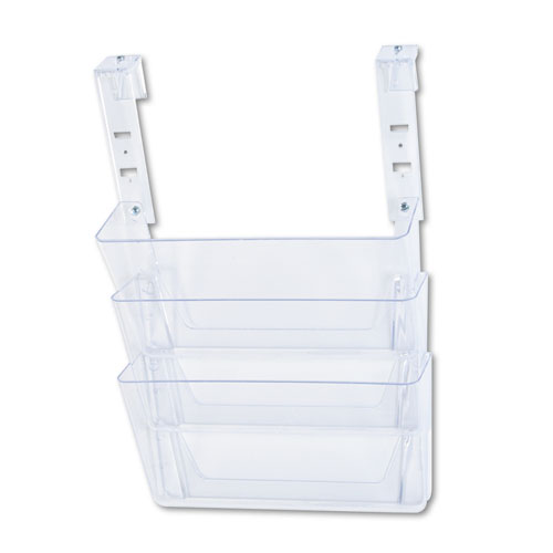 DocuPocket Three-Pocket File Partition Set with Brackets, 3 Sections, Letter Size, 13" x 4" x 20", Clear, 3/Set