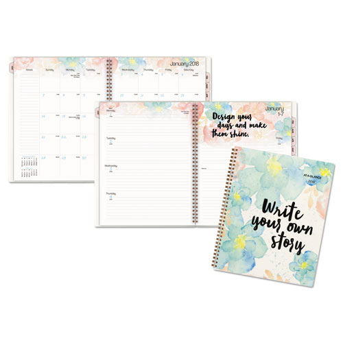 AT-A-GLANCE® B Positive Prof. Week/Month Planner, Write Your Own Story, 9 1/4 x 11 3/8, 2018