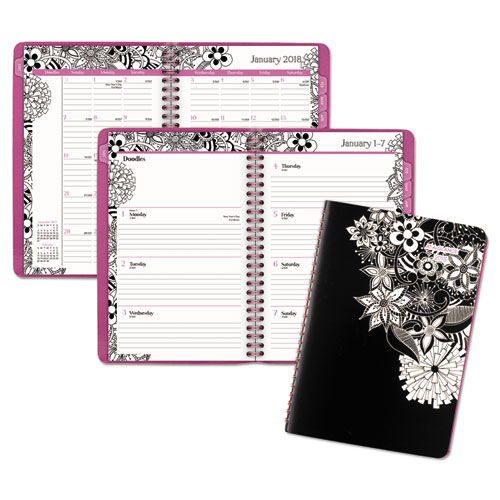 AT-A-GLANCE® Floradoodle Desk Weekly/Monthly Planner, 6 1/2 x 8 7/8, 2018-2019