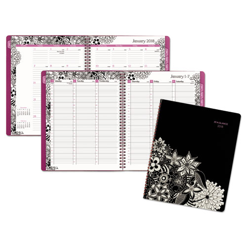 AT-A-GLANCE® Floradoodle Professional Weekly/Monthly Planner, 9 3/8 x 11 3/8, 2018-2019