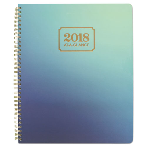 AT-A-GLANCE® Aurora Day Weekly/Monthly Planners, 8 1/2 x 11, Blue Ombre, 2018, 13-Month