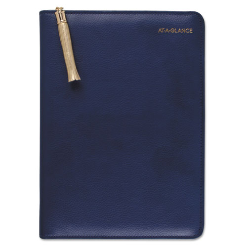 AT-A-GLANCE® Pebble Ringed Weekly/Monthly Planner, 4 7/8 x 8, Navy, 2018