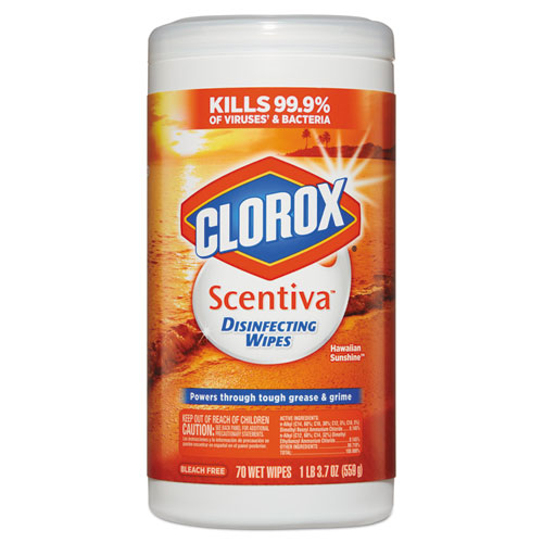 Clorox® Scentiva Disinfecting Wipes, Hawaiian Sunshine, 7 x 8, 70/Can, 6/CT