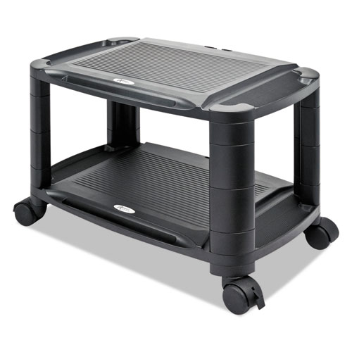 Image of 3-in-1 Cart/Stand, Plastic, 3 Shelves, 1 Drawer, 100 lb Capacity, 21.63" x 13.75" x 24.75", Black/Gray