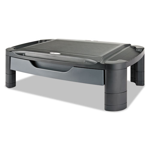 Image of Alera® 3-In-1 Cart/Stand, Plastic, 3 Shelves, 1 Drawer, 100 Lb Capacity, 21.63" X 13.75" X 24.75", Black/Gray