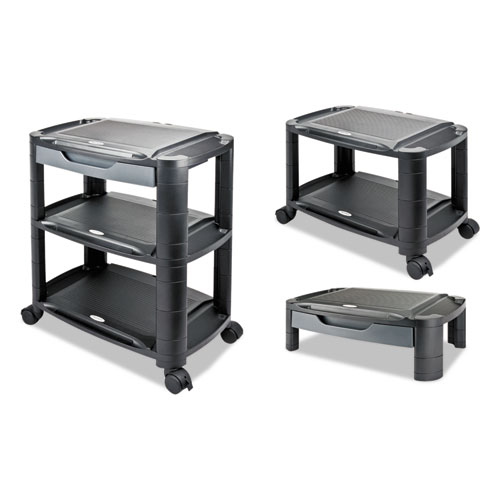 3-IN-1 STORAGE CART AND STAND, 21.63W X 13.75D X 24.75H, BLACK/GRAY