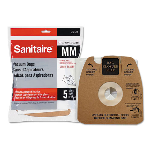 Sanitaire® Style Mm Disposable Dust Bags With Allergen Filter For Sc3683A/Sc3683B, 5/Pack