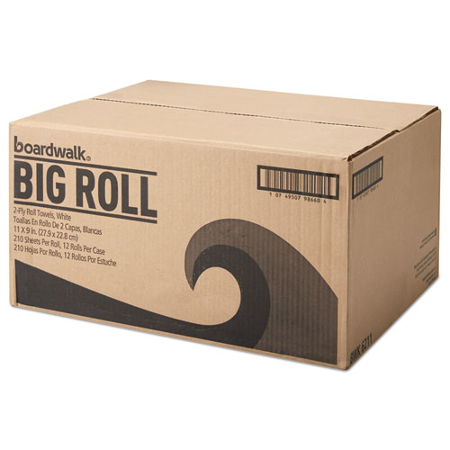 Image of Kitchen Roll Towel Office Pack, 2-Ply, 9 x 11, White, 210/Roll, 12/Carton