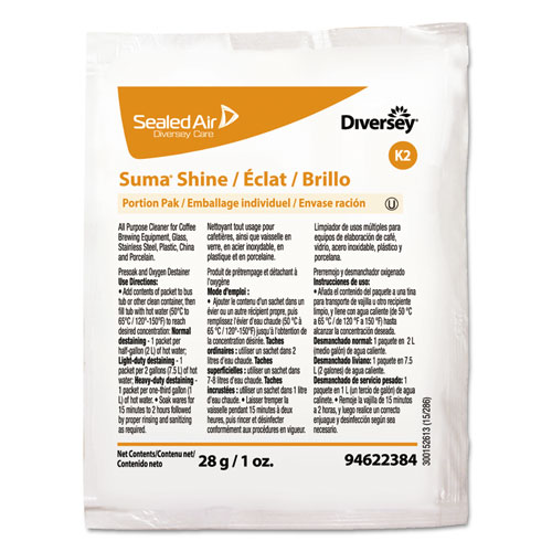 Diversey™ Suma Shine Portion Pak, Powder, 100 per carton