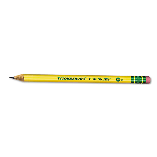 Ticonderoga Beginners Woodcase Pencil with Eraser and Microban Protection, HB (#2), Black Lead, Yellow Barrel, Dozen | by Plexsupply