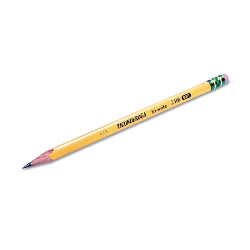 Image of Ticonderoga® Tri-Write Triangular Pencil, Hb (#2), Black Lead, Yellow Barrel, Dozen