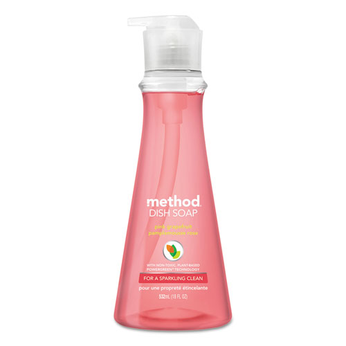 Method® Dish Soap Pump, Pink Grapefruit Scent, 18 oz Pump Bottle, 6/Carton