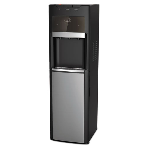 Oasis® Mirage Floorstand Convertible HotNCold Water Cooler, 177oz/Cold Water per Hour;270oz/Hot Water per Hour, 13 dia x 41 h, Black