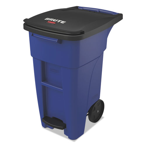 Rubbermaid® Commercial Brute Step-On Rollouts, Square, 50 gal, Blue