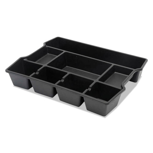 High Capacity Drawer Organizer, Eight Compartments, 14.88 x 11.88 x 2.5, Plastic, Black