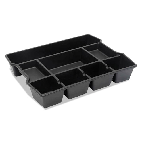 Image of High Capacity Drawer Organizer, Eight Compartments, 14.88 x 11.88 x 2.5, Plastic, Black
