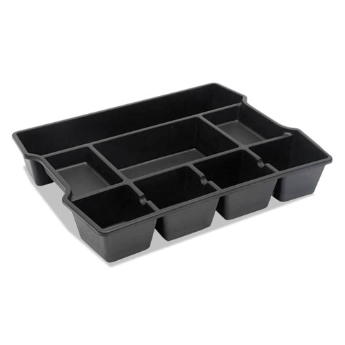 Universal® High Capacity Drawer Organizer, Eight Compartments, 14.88 X 11.88 X 2.5, Plastic, Black