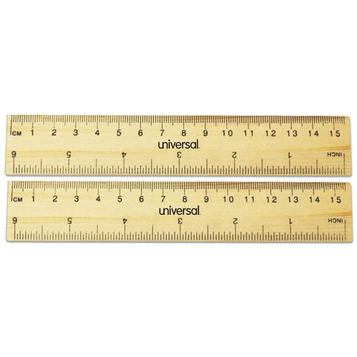 Image of Universal® Flat Wood Ruler, Standard/Metric, 6" Long