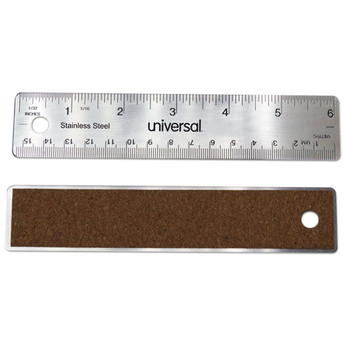 Image of Universal® Stainless Steel Ruler, Standard/Metric, 6" Long