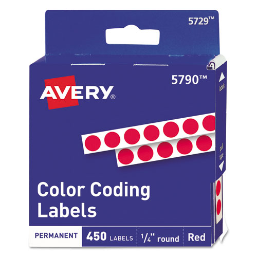 Avery® Handwrite-Only Permanent Self-Adhesive Round Color-Coding Labels in Dispensers, 0.25" dia, Dark Blue, 450/Roll, (5793)