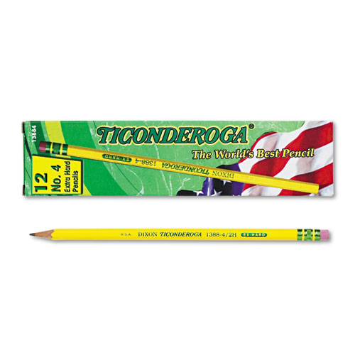 Ticonderoga® Pencils, 2H (#4), Black Lead, Yellow Barrel, Dozen