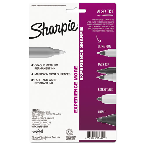 Great Value, Sharpie® Metallic Fine Point Permanent Markers, Fine Bullet  Tip, Blue-Green-Red, 6/Pack by Sanford