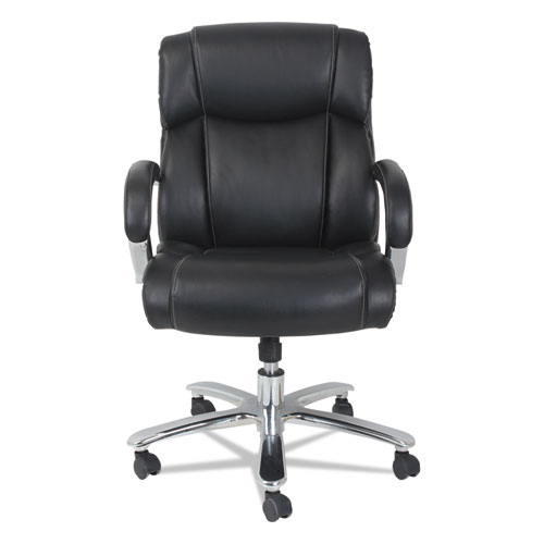 Alera Maxxis Series Big/Tall Bonded Leather Chair, Supports 450 lb, 21.26" to 25" Seat Height, Black Seat/Back, Chrome Base