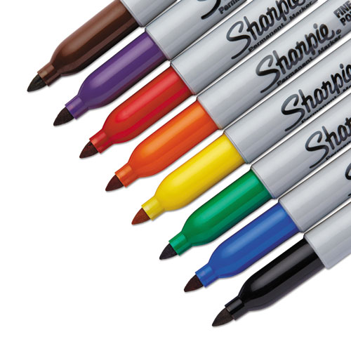 Image of Sharpie® Fine Tip Permanent Marker, Fine Bullet Tip, Assorted Colors, 8/Set